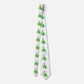 緑のブラチオサウルスとキリンのハグの漫画 ネクタイ (裏面)