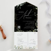 緑のブラック金ゴールドカジュアルQRコードシールと送信 オールインワン招待状