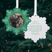 緑のブリザードのドット雪のフォトホリデークリスマス オーナメントカード