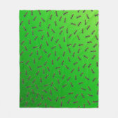 緑のブルアントが群れをなして押し寄せる、 フリースブランケット (正面)