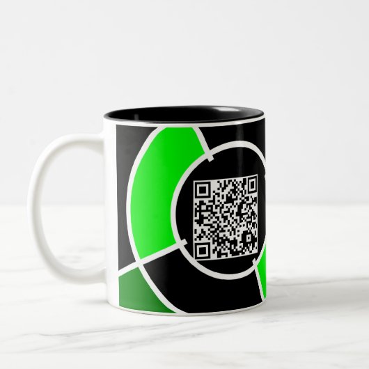 緑のブルズアイQRコード ツートーンマグカップ (左)