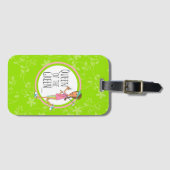 緑のブルネットの縦の女王 ラゲッジタグ (正面横)