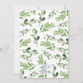 緑のブルーバルーンエレファントオ男の子の赤ちゃんシャワー 招待状 (裏面)