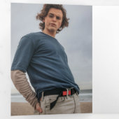 緑のブロック4枚の写真の卒業三倍Inv 三つ折り招待状 (内部最初)