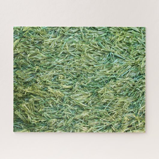 緑のプラスチックまたは偽の草の背景 ジグソーパズル (横)