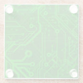 緑のプリント基板パターン ガラスコースター (裏面)