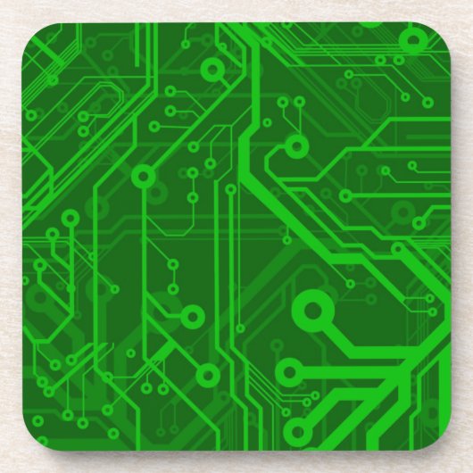 緑のプリント基板パターン コースター (正面)