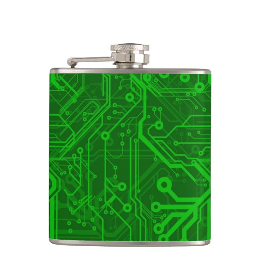 緑のプリント基板パターン フラスク (正面)