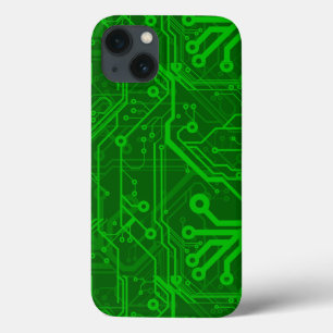 緑のプリント基板パターン iPhone 13ケース