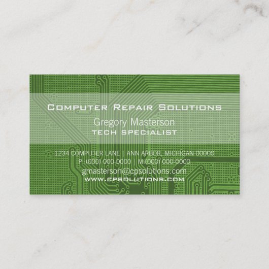 緑のプロフェッショナル回路名刺 名刺 (正面)