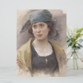 緑のヘッドスカーフの女の子(Ludwig Passini著) カード (スタンド正面)