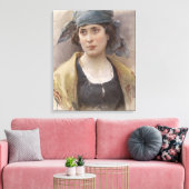 緑のヘッドスカーフの女の子（Ludwig Passini著） キャンバスプリント (インサイチュ (リビング))