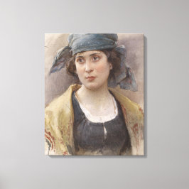 緑のヘッドスカーフの女の子（Ludwig Passini著） キャンバスプリント