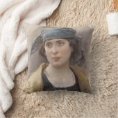 緑のヘッドスカーフの女の子（Ludwig Passini著） クッション (ブランケット)