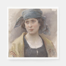 緑のヘッドスカーフの女の子（Ludwig Passini著） スタンダードランチョンナプキン