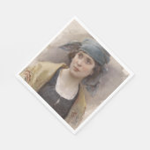 緑のヘッドスカーフの女の子（Ludwig Passini著） スタンダードランチョンナプキン (角)