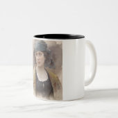緑のヘッドスカーフの女の子(Ludwig Passini著) ツートーンマグカップ (正面右)