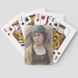 緑のヘッドスカーフの女の子（Ludwig Passini著） トランプ