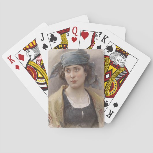 緑のヘッドスカーフの女の子(Ludwig Passini著) トランプ (裏面)