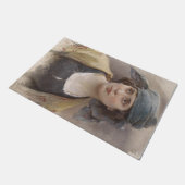 緑のヘッドスカーフの女の子(Ludwig Passini著) ドアマット (アングル)