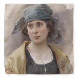 緑のヘッドスカーフの女の子（Ludwig Passini著） バンダナ