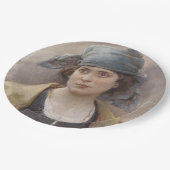 緑のヘッドスカーフの女の子（Ludwig Passini著） ペーパープレート (アングル)