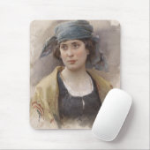 緑のヘッドスカーフの女の子(Ludwig Passini著) マウスパッド (マウス)