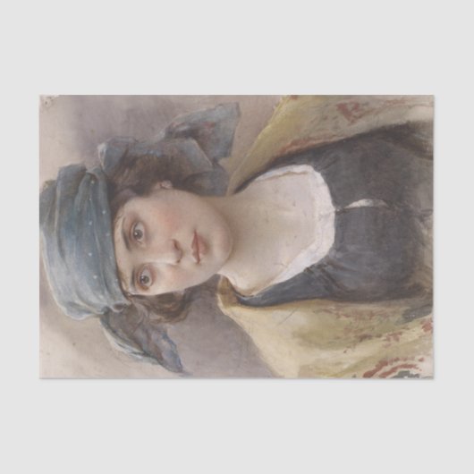 緑のヘッドスカーフの女の子(Ludwig Passini著) 薄葉紙 (正面)