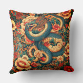 緑のヘビの花 クッション (裏面)