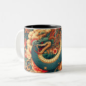 緑のヘビの花 ツートーンマグカップ (正面左)