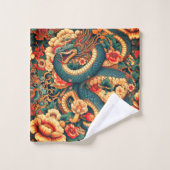 緑のヘビの花 バスタオルセット (ウォッシュタオル)