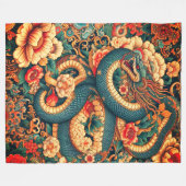 緑のヘビの花 フリースブランケット (正面(横))