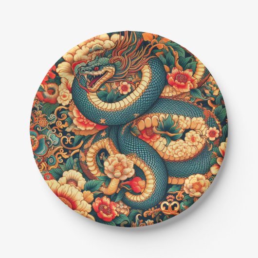 緑のヘビの花 ペーパープレート (正面)