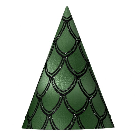 緑のヘビヘビ爬虫類パターン パーティーハット (正面)