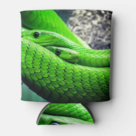 緑のヘビ二匹 缶クーラー (正面)