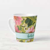 緑のベニエ葉ロ名のパーソナライズ カフェラテマグ (左アングル)