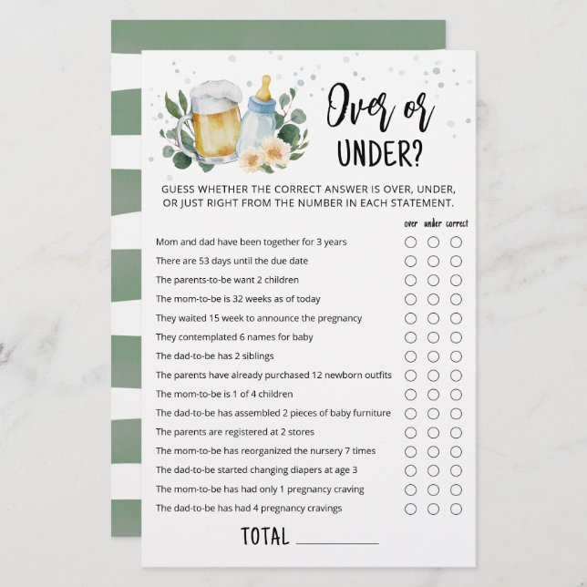 緑のベビーがゲーム中またはゲーム中に醸造 (正面/裏面)