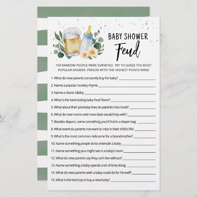 緑のベビーが赤ちゃんシャワーの確執ゲームを醸造している (正面/裏面)