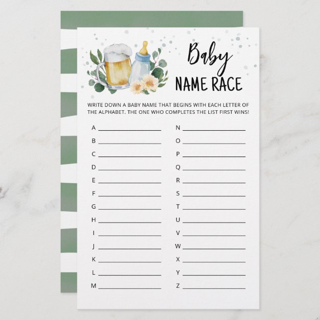 緑のベビーが醸造ベビー名のレースゲーム (正面/裏面)