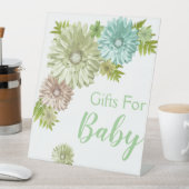 緑のベビーで開花ブランチのシャワーギフト 台座サイン (インサイチュ)