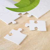 緑のベビーのかわいい恐竜の漫画 ジグソーパズル (側面)