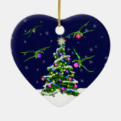 緑のベビーのドラゴンはクリスマスツリーを囲みます セラミックオーナメント (裏面)