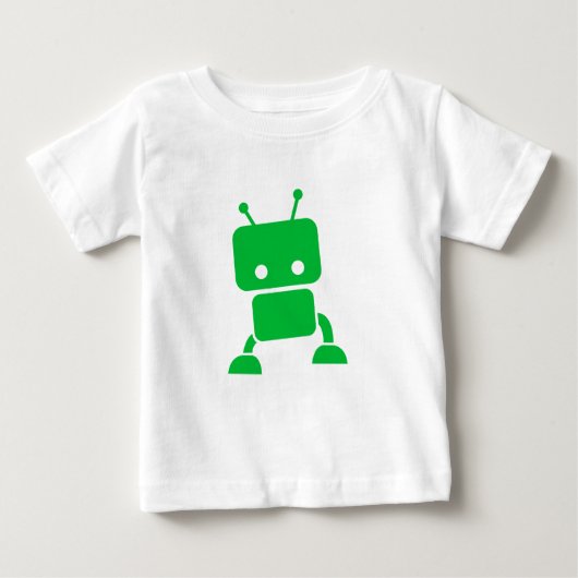 緑のベビーのロボットベビーの衣服 ベビーTシャツ (正面)