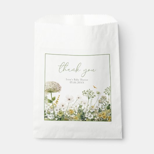 緑のベビーの開花フローラ野生の花の赤ちゃんシャワー フェイバーバッグ (正面)