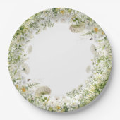 緑のベビーの開花フローラ野生の花の赤ちゃんシャワー ペーパープレート (正面)