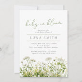 緑のベビーの開花フローラ野生の花の赤ちゃんシャワー 招待状 (正面)