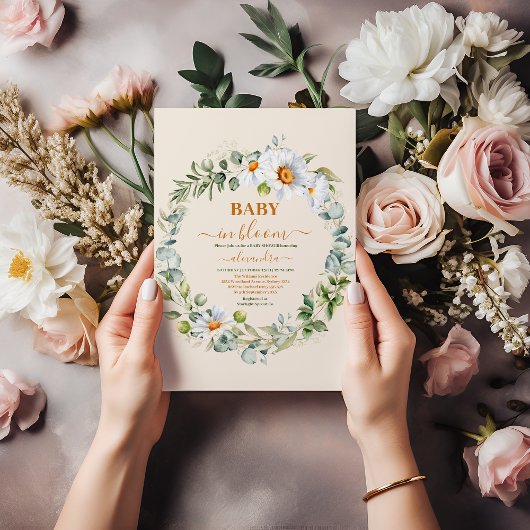 緑のベビーの開花ベビーシャワー 招待状