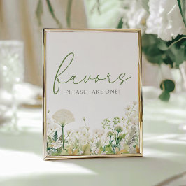 緑のベビーの開花ワイルドフラワーシャワーの好意のサイン ポスター