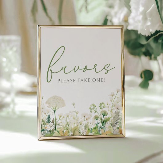 緑のベビーの開花ワイルドフラワーシャワーの好意のサイン ポスター