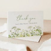 緑のベビーの開花ワイルドフラワー赤ちゃんシャワー折り畳み サンキューカード